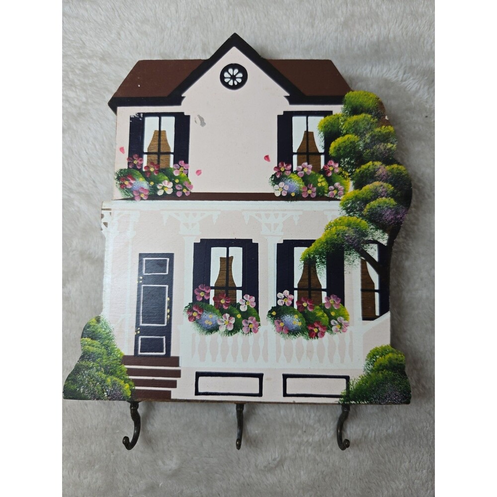 Rare 1985 First Year Sheila's Collectibles Wooden House Key Rack Holder Vintage